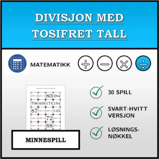 Memoryspill: Divisjon med tosifret tall