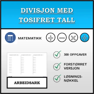 Arbeidsark: Divisjon med tosifret tall