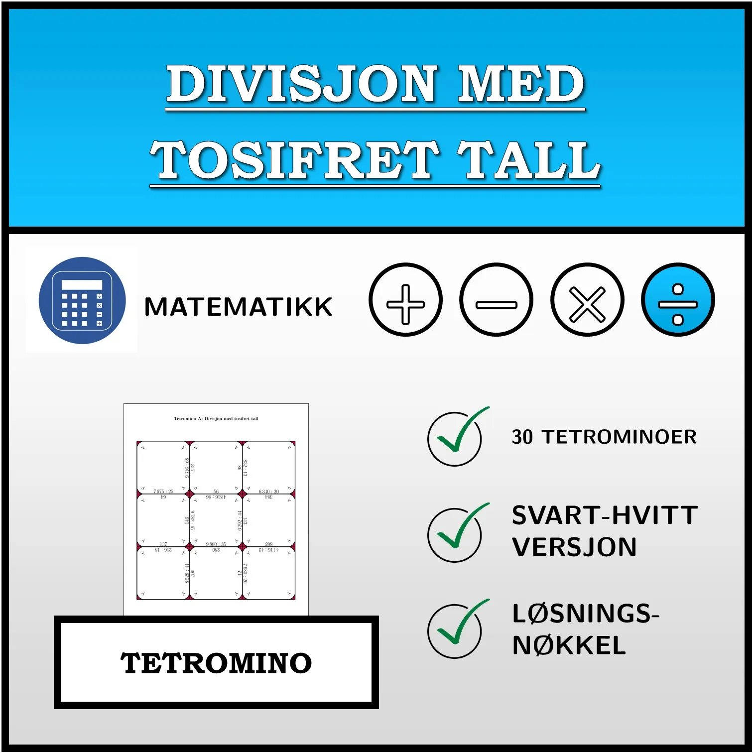 Tetromino: Divisjon med tosifret tall