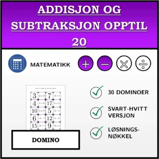 Domino: Addisjon og subtraksjon opptil 20