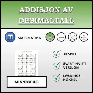 Memoryspill: Addisjon av desimaltall