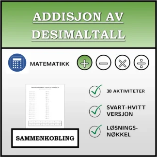 Sammenkoblingsoppgave: Addisjon av desimaltall