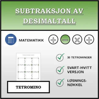 Tetromino: Subtraksjon av desimaltall