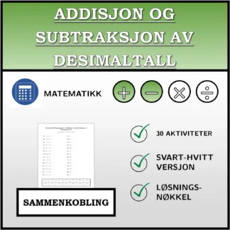 Sammenkoblingsoppgave: Addisjon og subtraksjon av desimaltall
