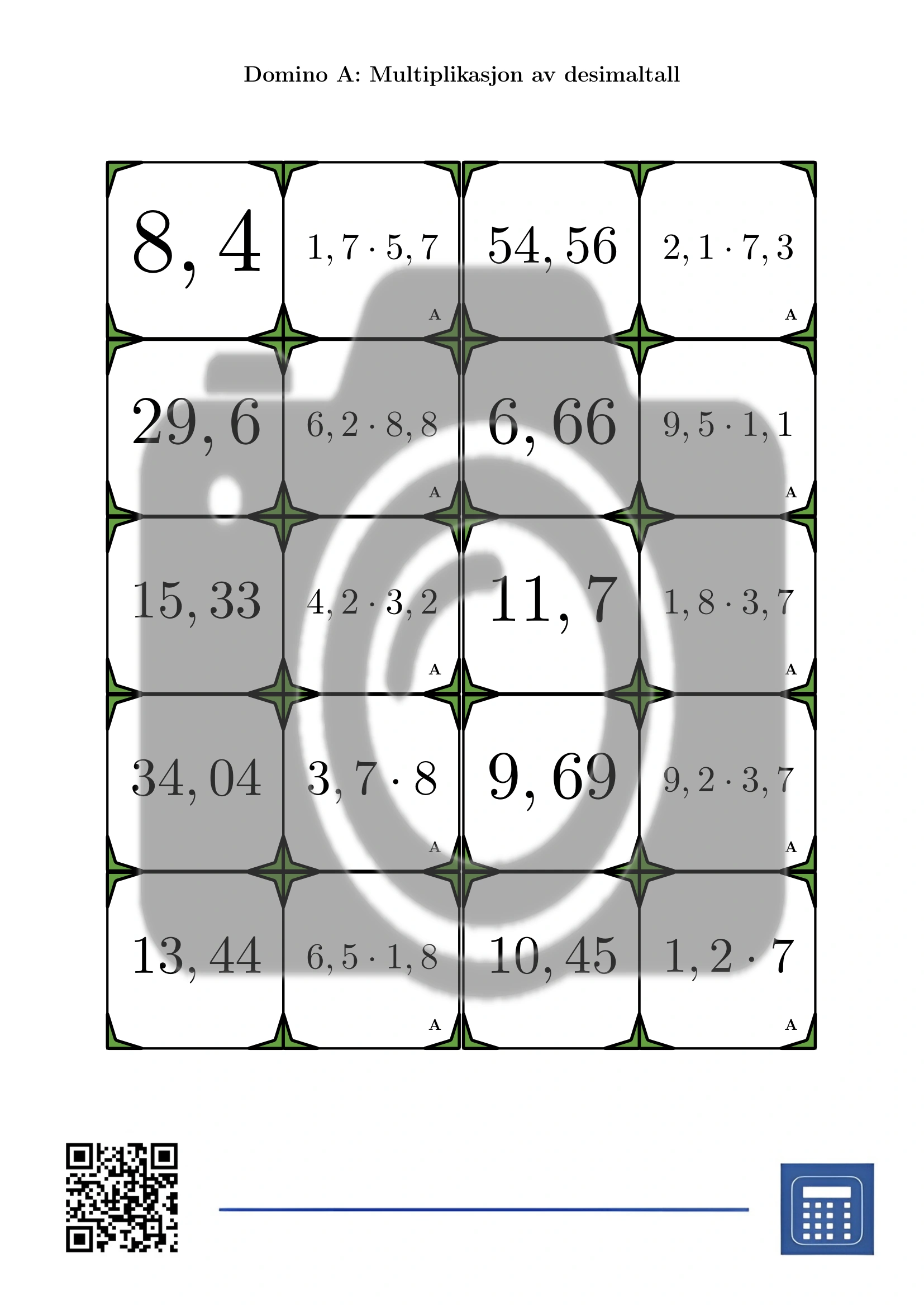 Domino: Multiplikasjon av desimaltall - Bilde 2