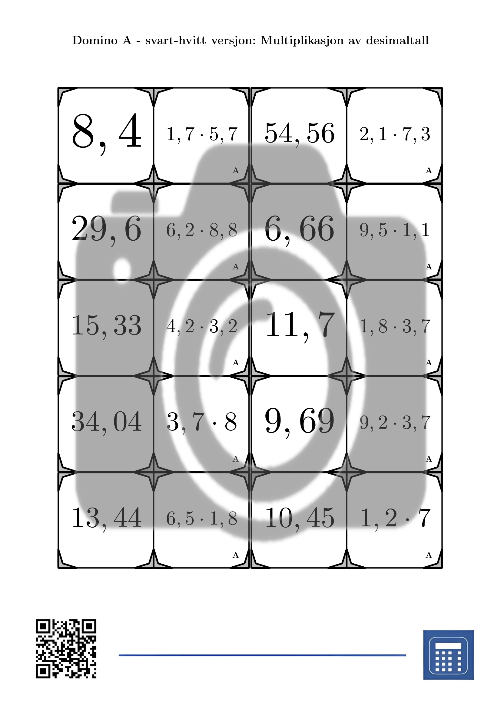 Domino: Multiplikasjon av desimaltall - Bilde 3