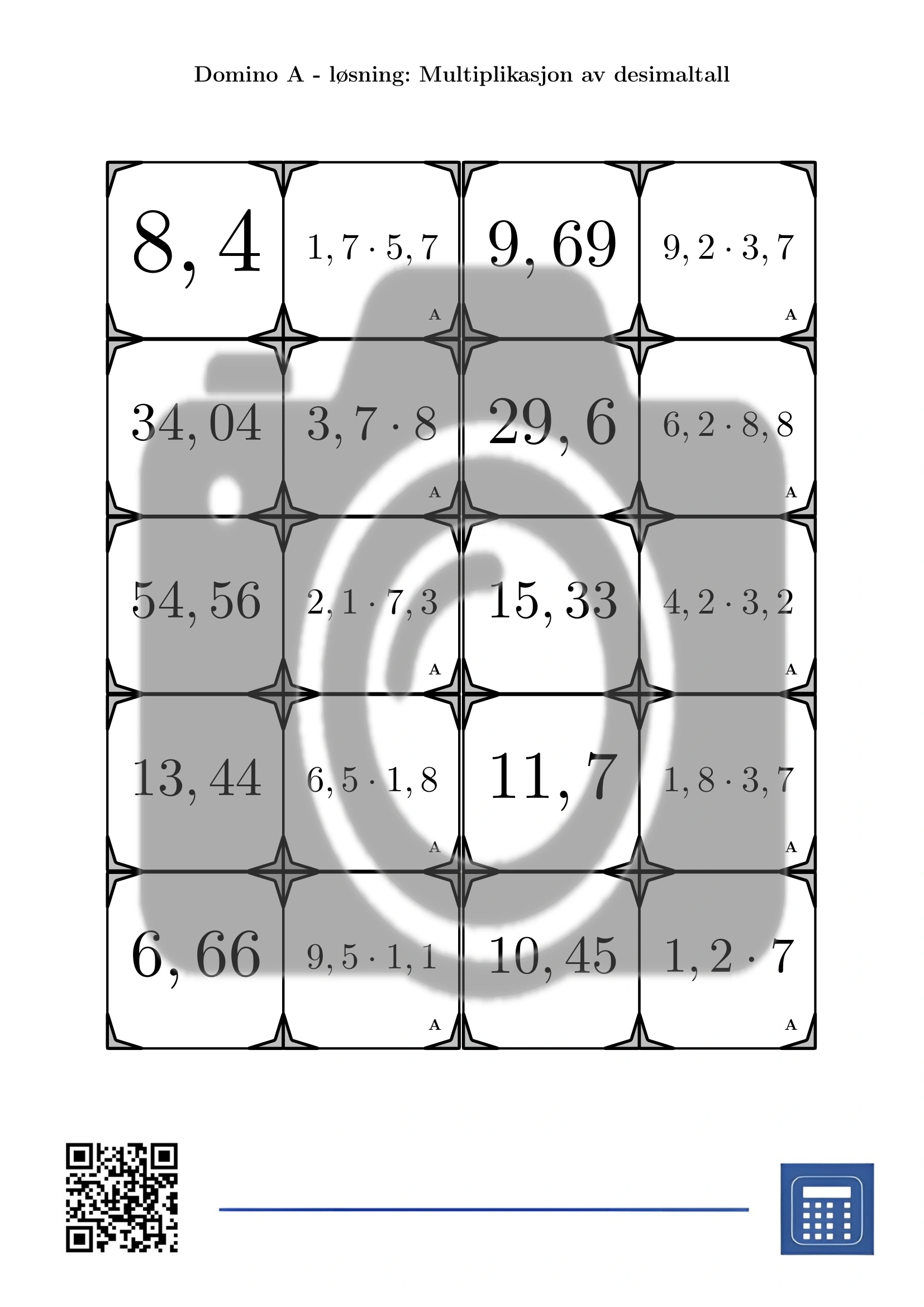 Domino: Multiplikasjon av desimaltall - Bilde 4