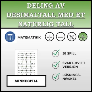 Memoryspill: Deling av desimaltall med et naturlig tall
