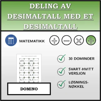 Domino: Deling av desimaltall med et desimaltall