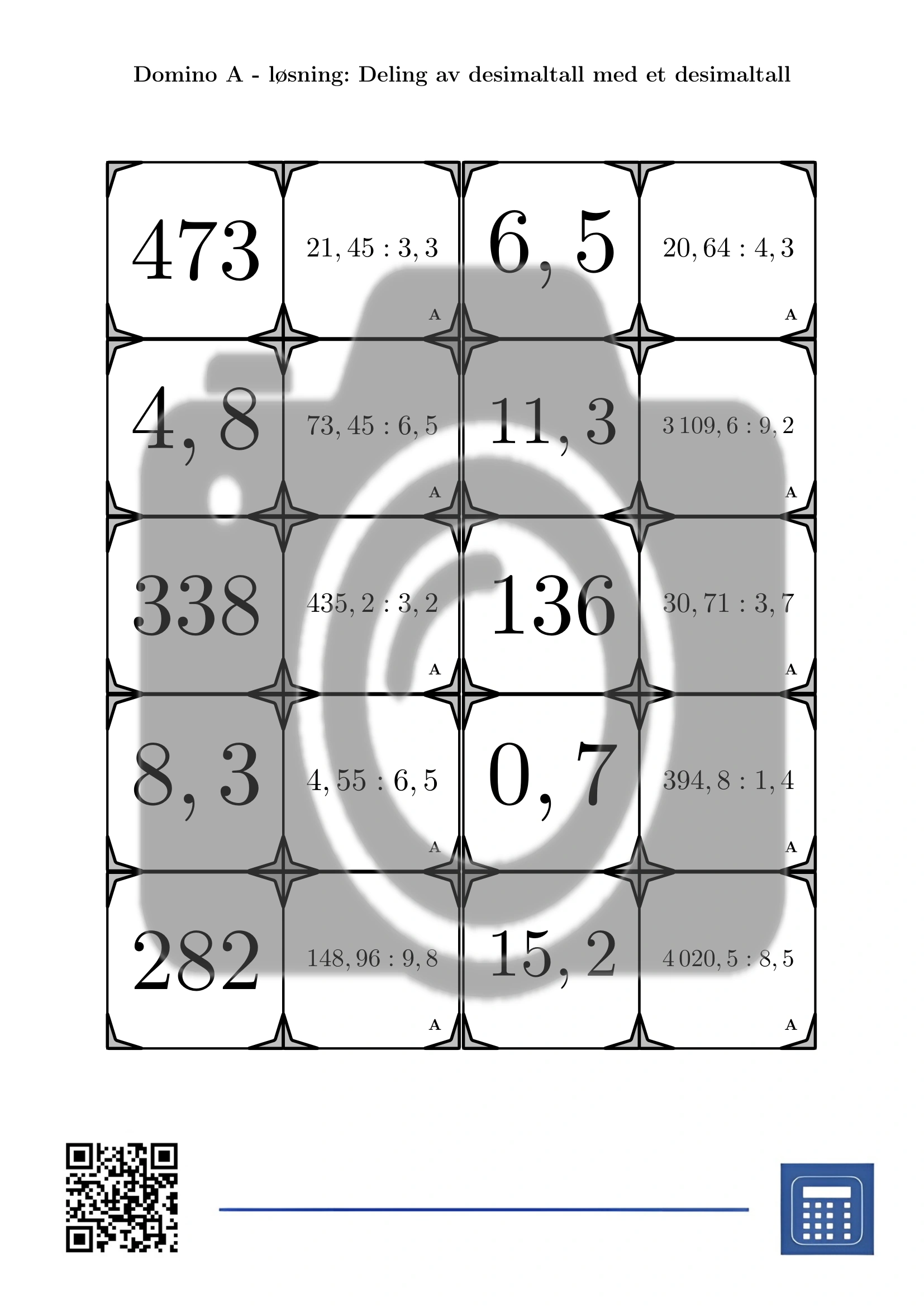 Domino: Deling av desimaltall med et desimaltall - Bilde 4
