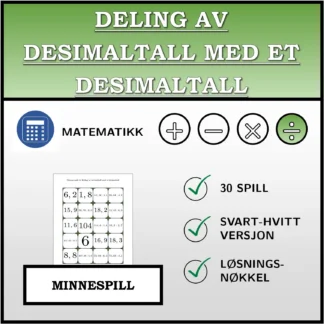 Memoryspill: Deling av desimaltall med et desimaltall