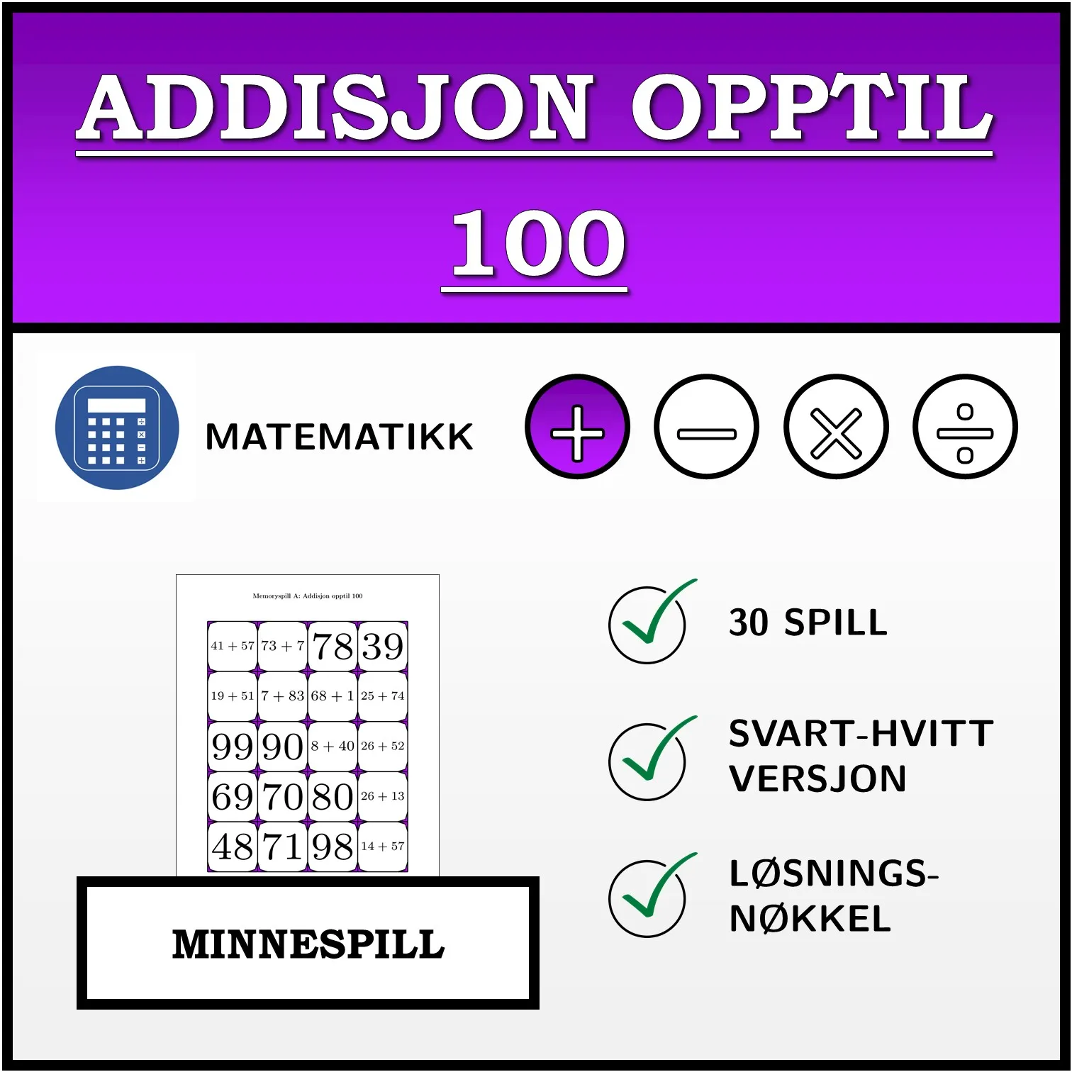 Memoryspill: Addisjon opptil 100