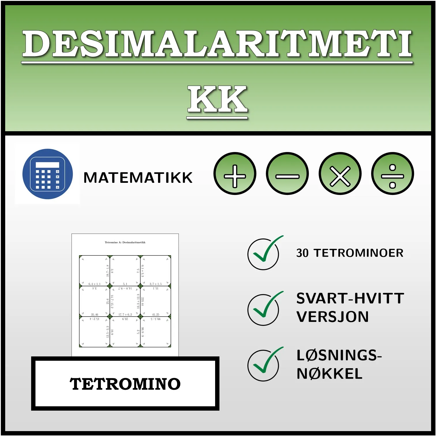 Tetromino: Desimalaritmetikk