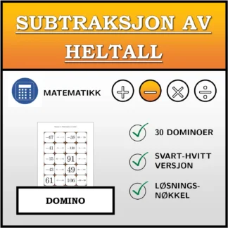 Domino: Subtraksjon av heltall