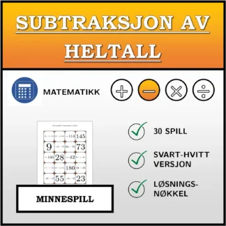 Memoryspill: Subtraksjon av heltall