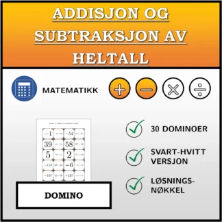 Domino: Addisjon og subtraksjon av heltall