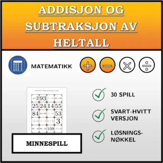 Memoryspill: Addisjon og subtraksjon av heltall