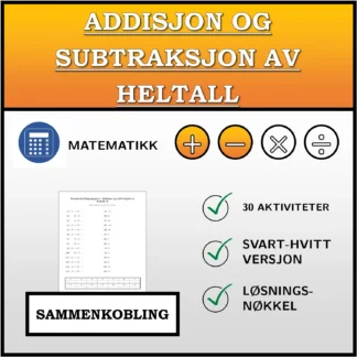 Sammenkoblingsoppgave: Addisjon og subtraksjon av heltall