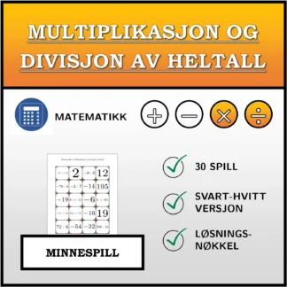 Memoryspill: Multiplikasjon og divisjon av heltall