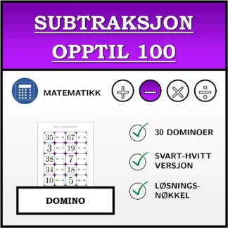 Domino: Subtraksjon opptil 100