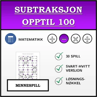 Memoryspill: Subtraksjon opptil 100