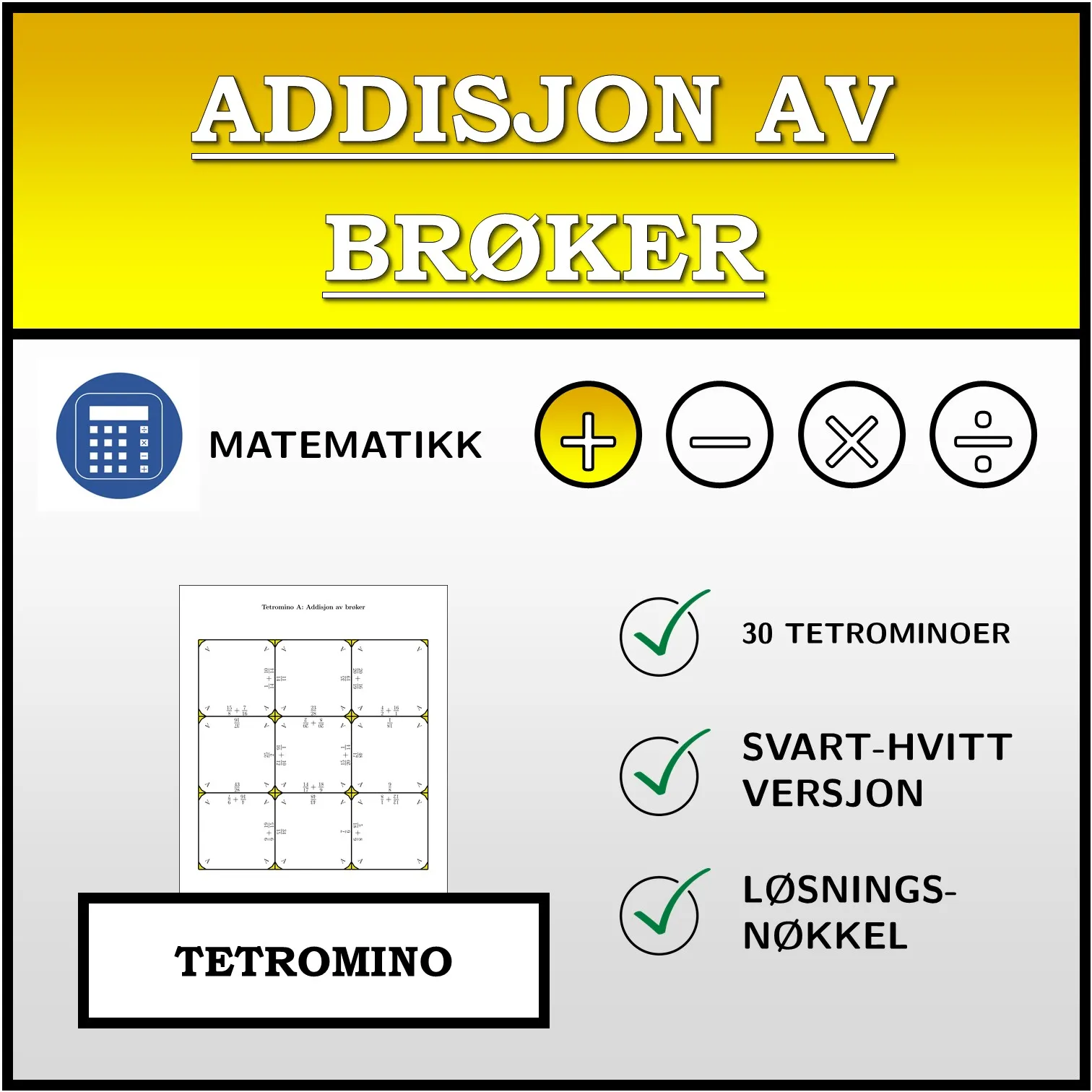 Tetromino: Addisjon av brøker