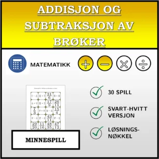 Memoryspill: Addisjon og subtraksjon av brøker