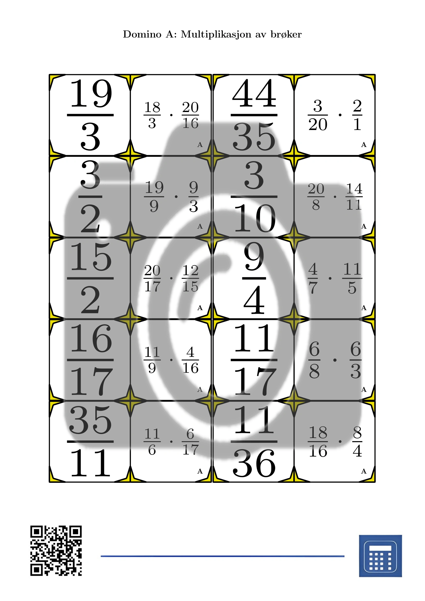 Domino: Multiplikasjon av brøker - Bilde 2