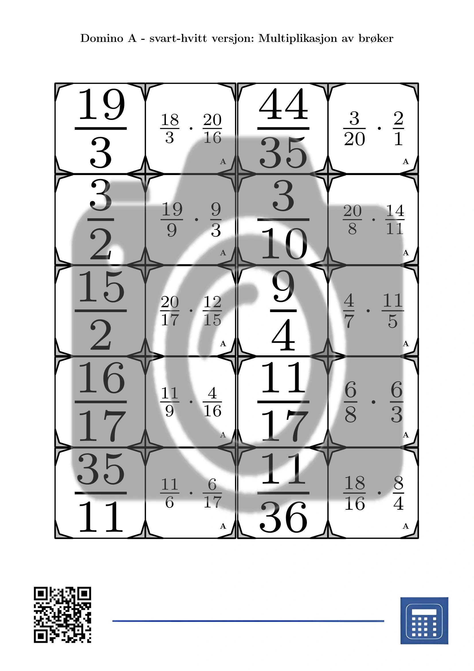 Domino: Multiplikasjon av brøker - Bilde 3