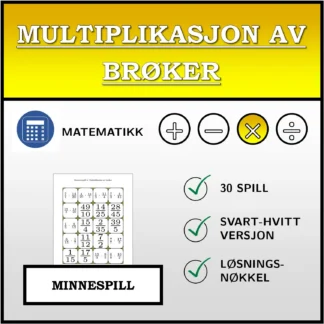 Memoryspill: Multiplikasjon av brøker