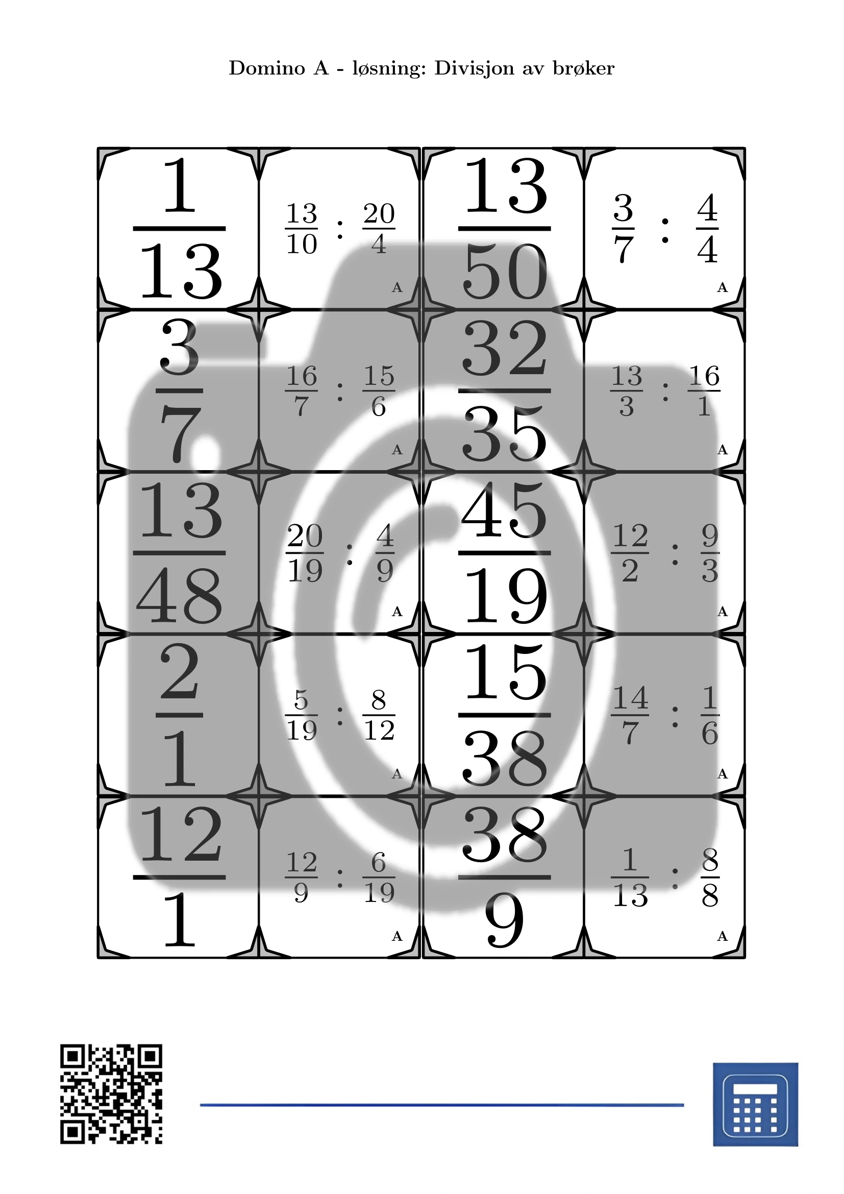 Domino: Divisjon av brøker - Bilde 4