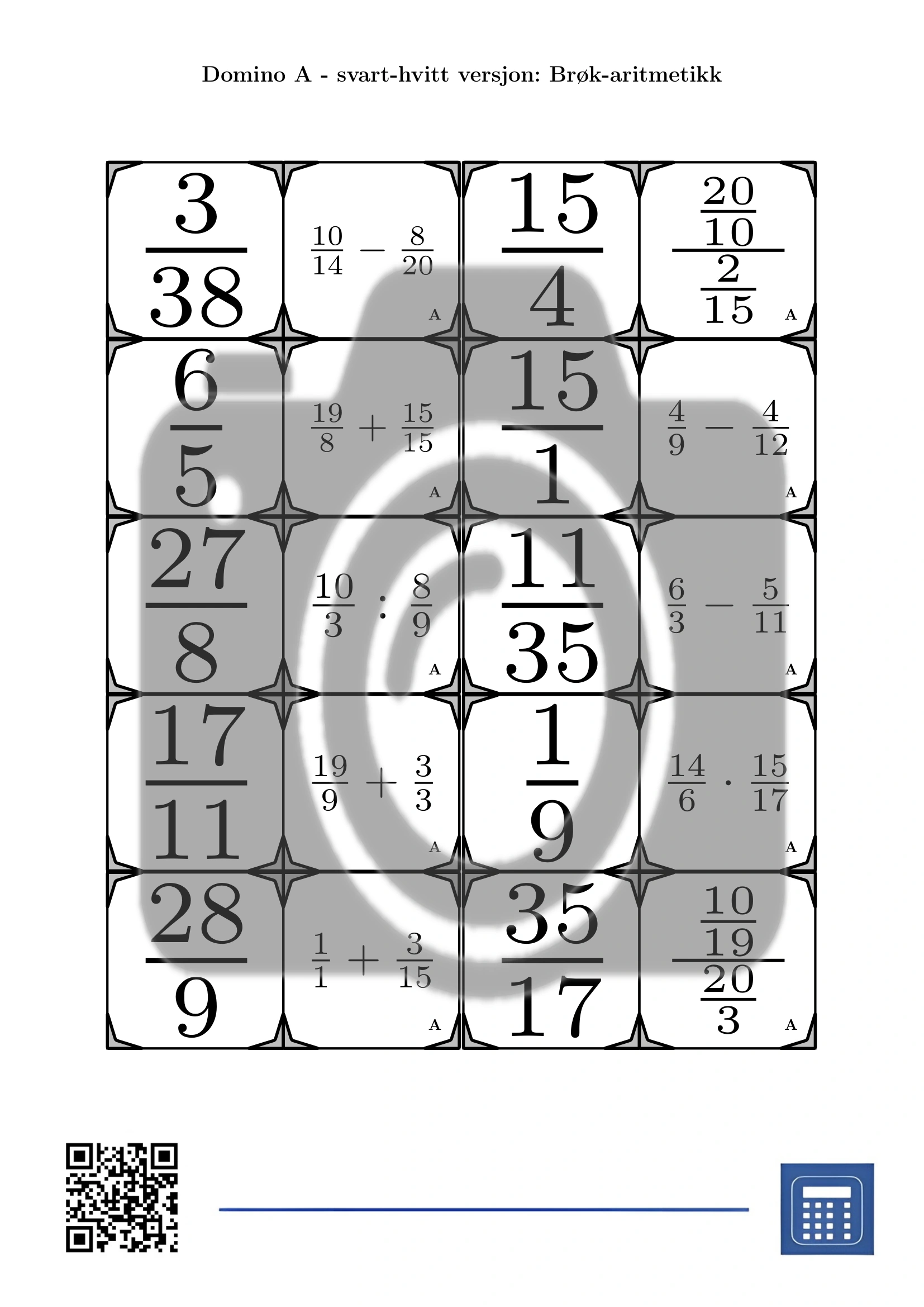 Domino: Brøk-aritmetikk - Bilde 3