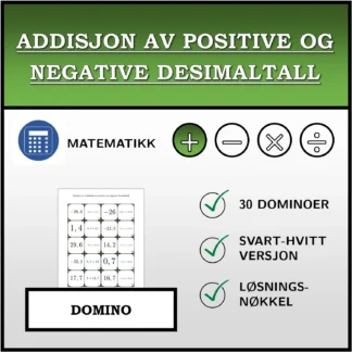 Domino: Addisjon av positive og negative desimaltall
