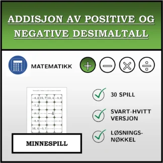 Memoryspill: Addisjon av positive og negative desimaltall