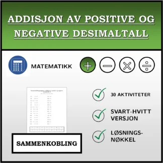 Sammenkoblingsoppgave: Addisjon av positive og negative desimaltall
