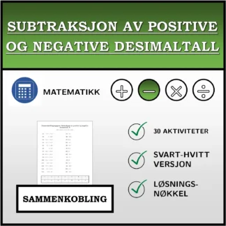 Sammenkoblingsoppgave: Subtraksjon av positive og negative desimaltall
