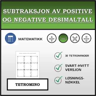 Tetromino: Subtraksjon av positive og negative desimaltall