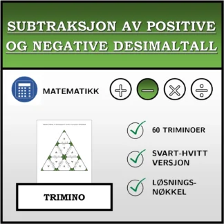 Trimino: Subtraksjon av positive og negative desimaltall