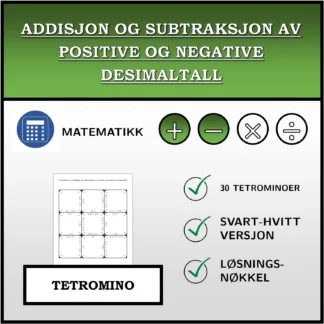 Tetromino: Addisjon og subtraksjon av positive og negative desimaltall