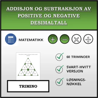 Trimino: Addisjon og subtraksjon av positive og negative desimaltall