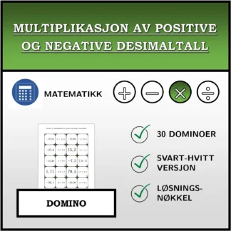 Domino: Multiplikasjon av positive og negative desimaltall