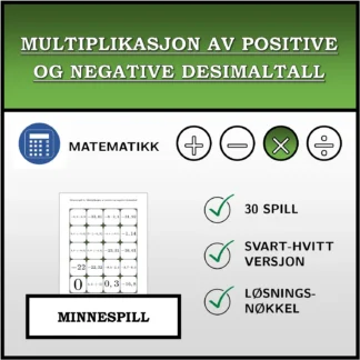 Memoryspill: Multiplikasjon av positive og negative desimaltall
