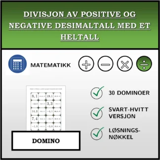 Domino: Divisjon av positive og negative desimaltall med et heltall