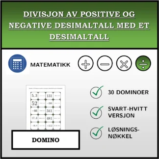 Domino: Divisjon av positive og negative desimaltall med et desimaltall
