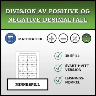 Memoryspill: Divisjon av positive og negative desimaltall