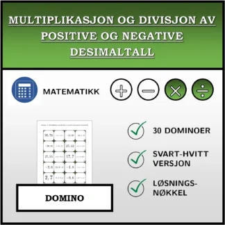 Domino: Multiplikasjon og divisjon av positive og negative desimaltall
