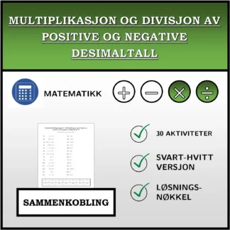 Sammenkoblingsoppgave: Multiplikasjon og divisjon av positive og negative desimaltall
