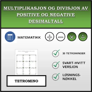 Tetromino: Multiplikasjon og divisjon av positive og negative desimaltall