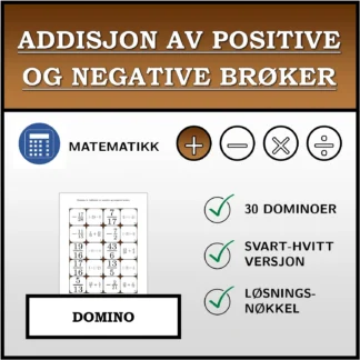 Domino: Addisjon av positive og negative brøker
