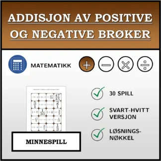 Memoryspill: Addisjon av positive og negative brøker